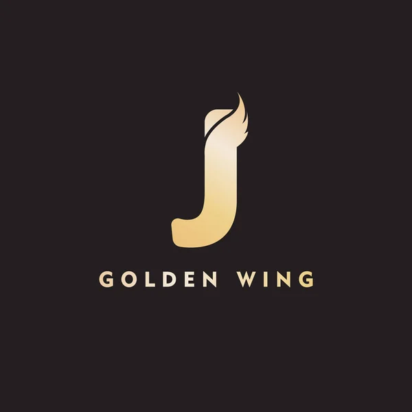 Vektor Anfangsbuchstabe j Geschäftsflügel Logo Symbol Corporate Technology Konzept Gold Farbe — Stockvektor
