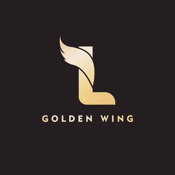 Vektor Anfangsbuchstaben l Geschäftsflügel Logo Symbol Corporate Technology Konzept Gold Farbe — Stockvektor
