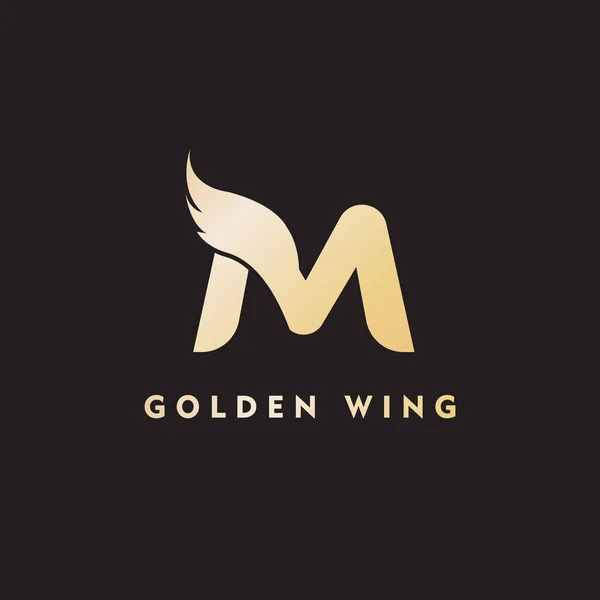 Vektor Anfangsbuchstabe m Geschäftsflügel Logo Symbol Corporate Technology Konzept Gold Farbe — Stockvektor