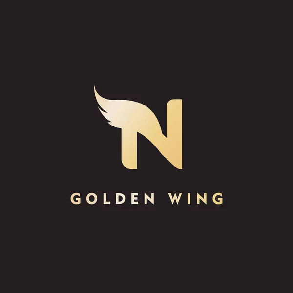 Vektor Anfangsbuchstabe n Geschäftsflügel Logo Symbol Corporate Technology Konzept Gold Farbe — Stockvektor