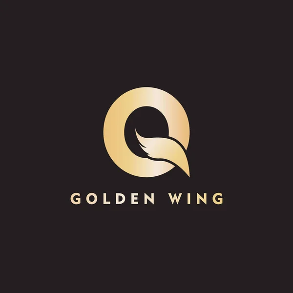 Vektor Anfangsbuchstabe q Geschäftsflügel Logo Symbol Corporate Technology Konzept Gold Farbe — Stockvektor