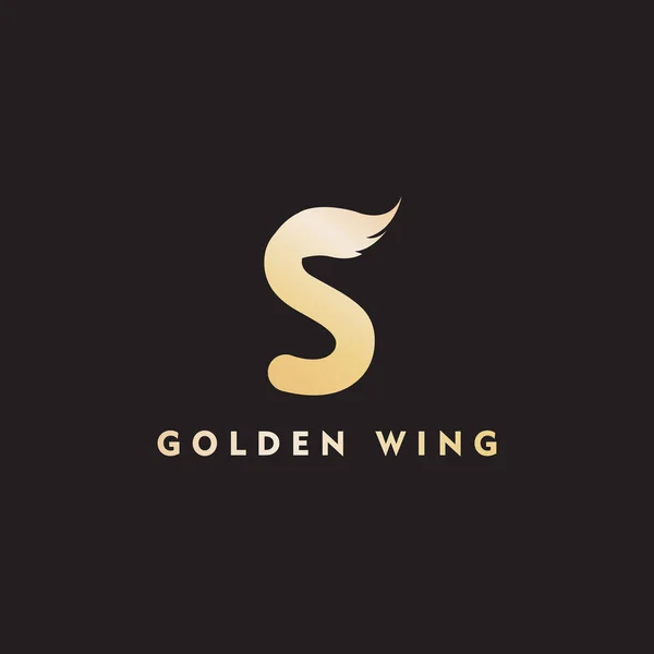 Vektor Anfangsbuchstaben s Geschäftsflügel Logo Symbol Corporate Technology Konzept Gold Farbe — Stockvektor