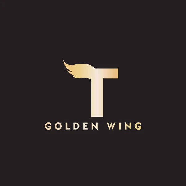 Vektor Anfangsbuchstabe t Geschäftsflügel Logo Symbol Corporate Technology Konzept Gold Farbe — Stockvektor