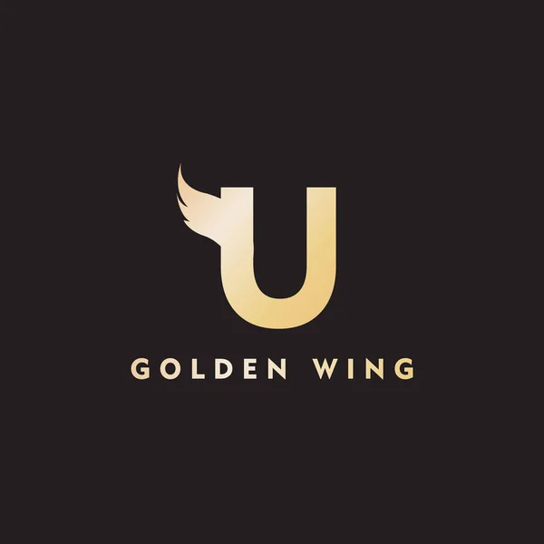 Vektor Anfangsbuchstabe u Geschäftsflügel Logo Symbol Corporate Technology Konzept Gold Farbe — Stockvektor