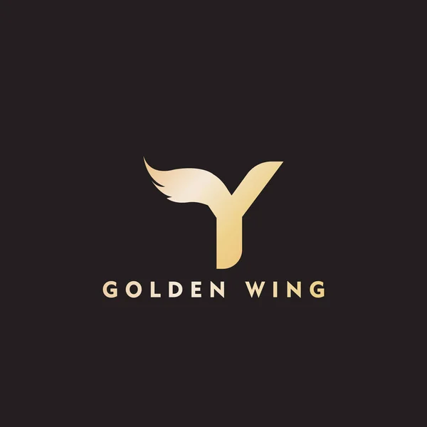 Vektor Anfangsbuchstaben y Geschäftsflügel Logo Symbol Corporate Technology Konzept Gold Farbe — Stockvektor
