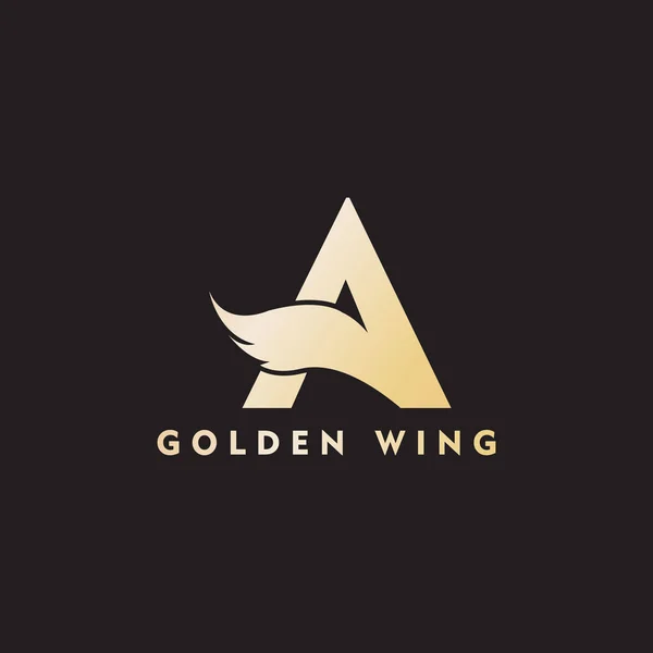 Vektor Anfangsbuchstabe ein Geschäftsflügel Logo Symbol Corporate Technology Konzept Goldfarbe — Stockvektor
