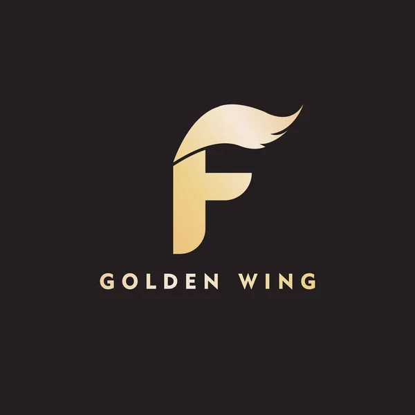 Vector initial letter f business wing logo icon corporate technology concept gold color — Stock Vector