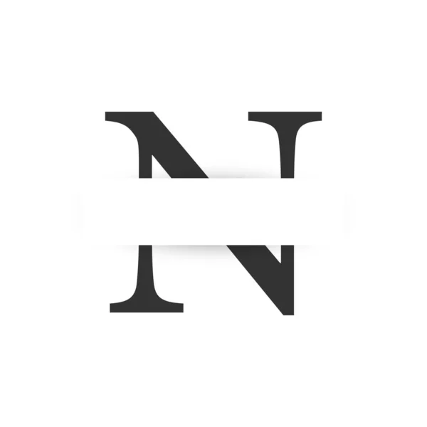 Vektor papper skära första bokstaven n logotyp design mall — Stock vektor