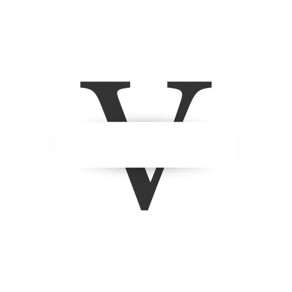 Vektor papper skära första bokstaven v logotyp design mall — Stock vektor