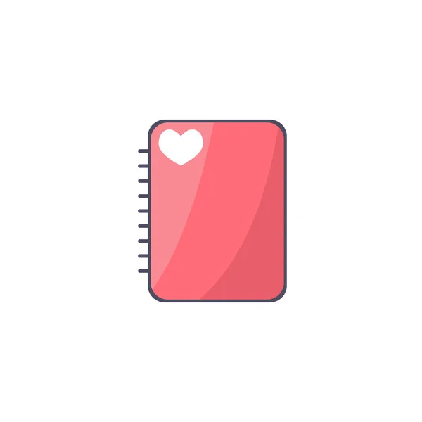 Vector illustration icon book and heart flat design — Stock Vector