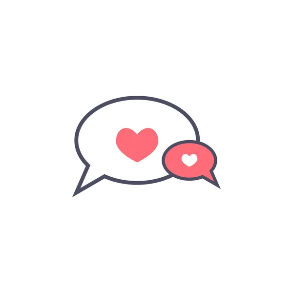 Vector illustration icon chat and heart flat design — Stock Vector