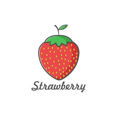 vektör illüstrasyon simgesi çilek düz tasarım rengi tam