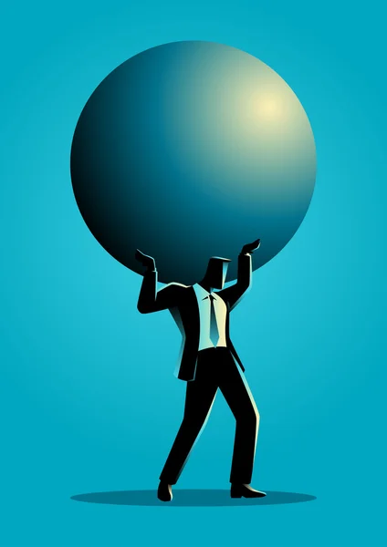 Businessman holding a big sphere — Stock Vector