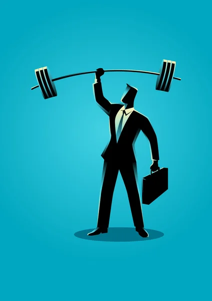 Businessman lifting weights — Stock Vector