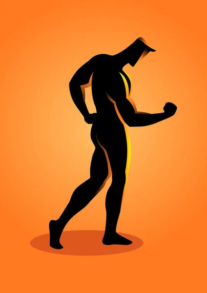 Silhouette illustration of a bodybuilder pose — Stock Vector