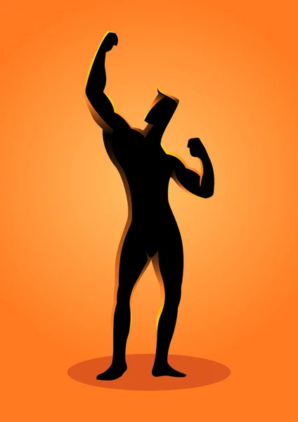 Ilustração de silhueta de uma pose de fisiculturista — Vetor de Stock