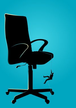 İpi kullanarak koltuğa tırmanma işadamı