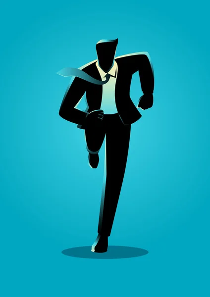 Silueta ilustración de un hombre de negocios corriendo — Vector de stock