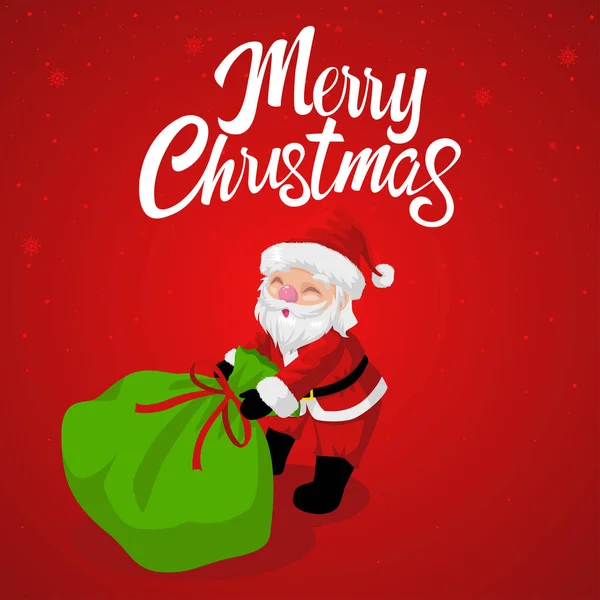 Санта Клаус тащит свой мешок с подарками — стоковый вектор