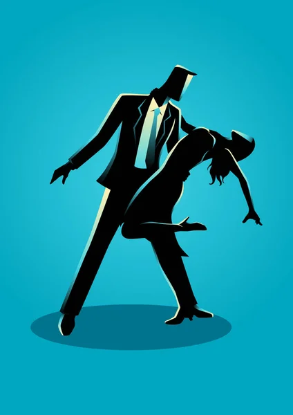 Illustrazione silhouette di una coppia che balla — Vettoriale Stock