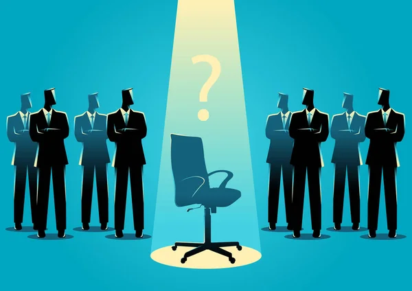 Επιχειρηματίες που στέκεται με κενή καρέκλα στη μέση — Διανυσματικό Αρχείο