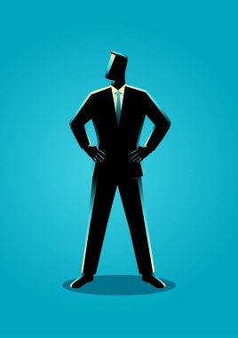 Bel çevresinde her iki el ile ayakta işadamı