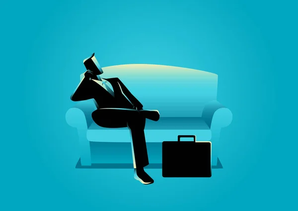 Affärsman som sitter på soffan — Stock vektor