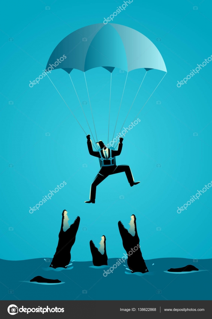 Empresários Caindo Em Paraquedas Foto de Stock - Imagem de