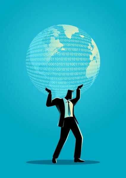 Homme d'affaires tenant un globe numérique — Image vectorielle