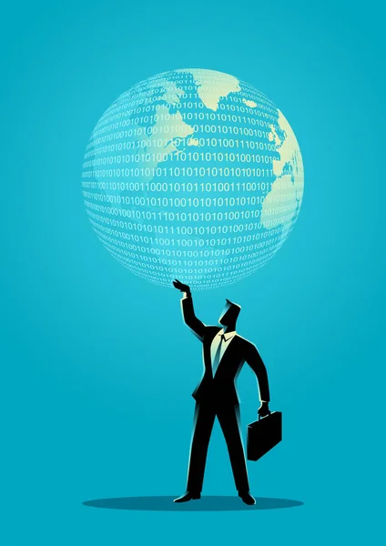 Biznesmen posiadający digital globe — Wektor stockowy