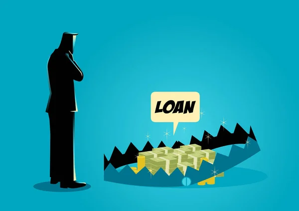 Zakenman denken van het nemen van leningen — Stockvector