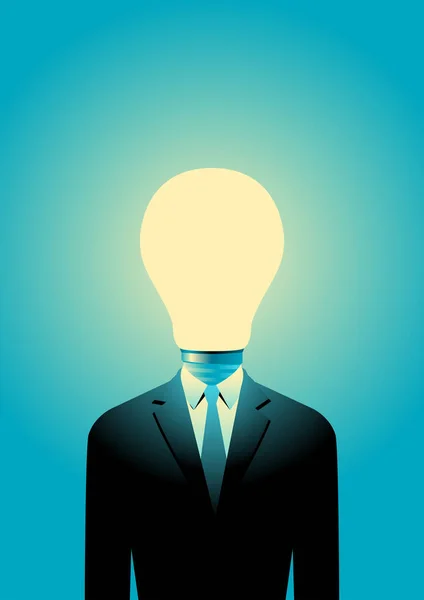 Light bulb head businessman — Stock Vector