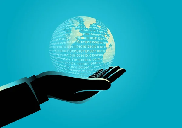 Businessman hand holding a digital globe — Stock Vector