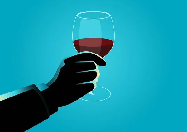 Mano sosteniendo una copa de vino — Vector de stock