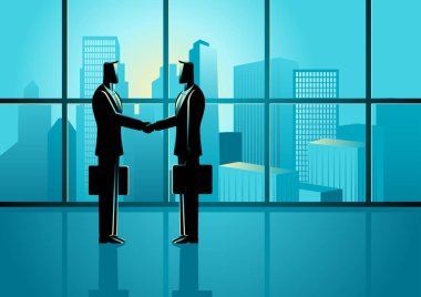 Two businessmen shaking hands clipart
