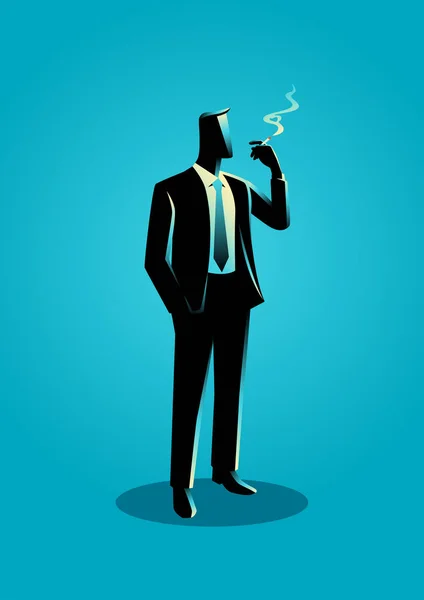 Ilustración de un hombre de negocios fumando — Archivo Imágenes Vectoriales