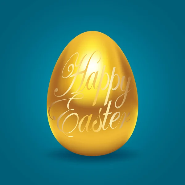 Goldenes Ei mit frohem Ostertext — Stockvektor