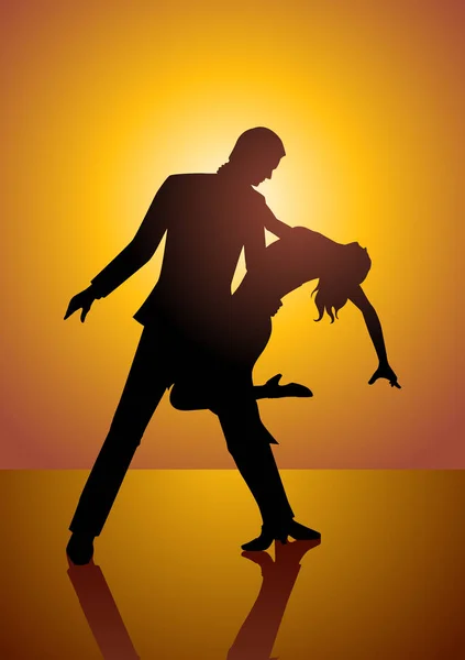 Silhouette of a couple dancing — Stock Vector