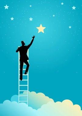 Businessman reach out for the stars clipart