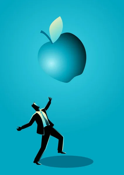 Бізнесмен отримує падаюче велике яблуко — стоковий вектор