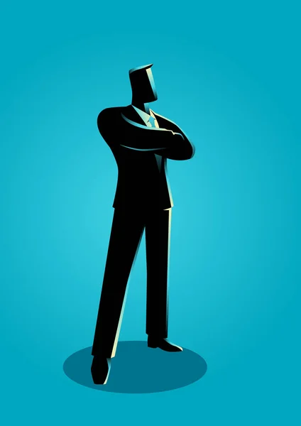 Homme d'affaires confiant debout avec les bras croisés — Image vectorielle