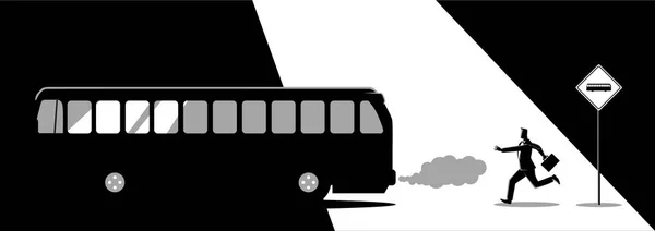 Biznesmen goni w autobusie — Wektor stockowy