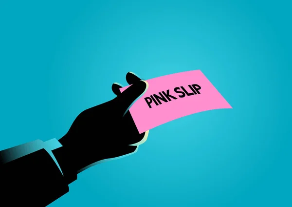Kézzel, amely egy pink slip — Stock Vector