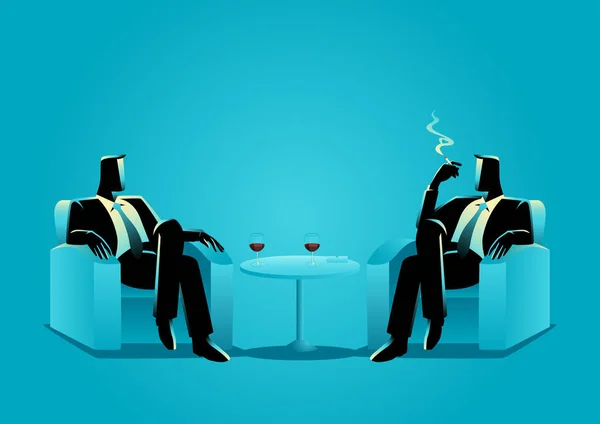 Two businessmen sitting on sofa — Stock Vector