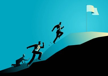 Bayrağı ele geçirmek için yokuş yukarı yarış işadamları