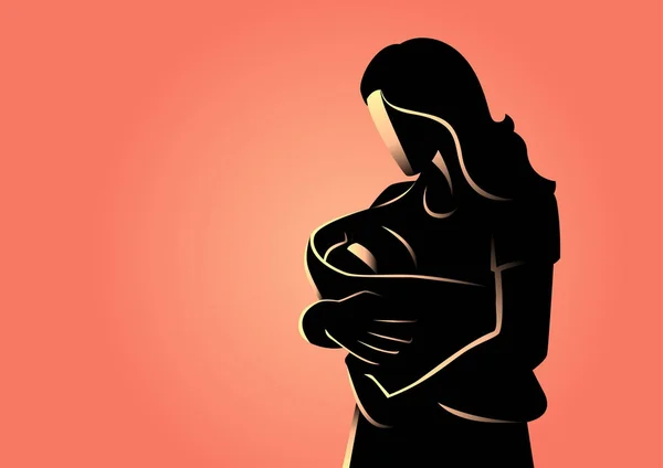 Mujer sosteniendo a su bebé — Vector de stock