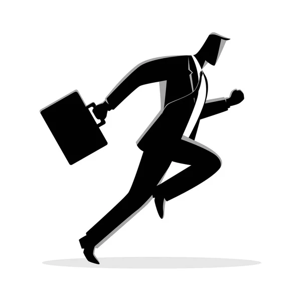 Hombre de negocios corriendo con maletín — Vector de stock