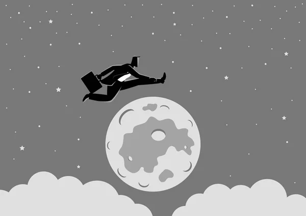 Geschäftsmann springt über den Mond — Stockvektor