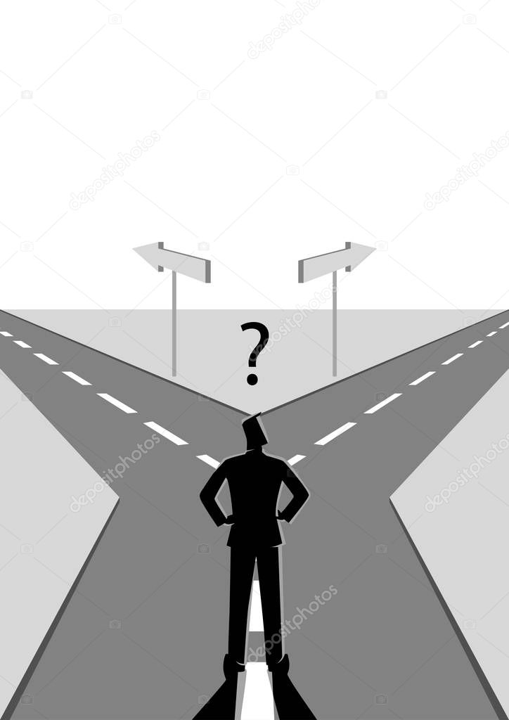 Businessman choosing which path he should go