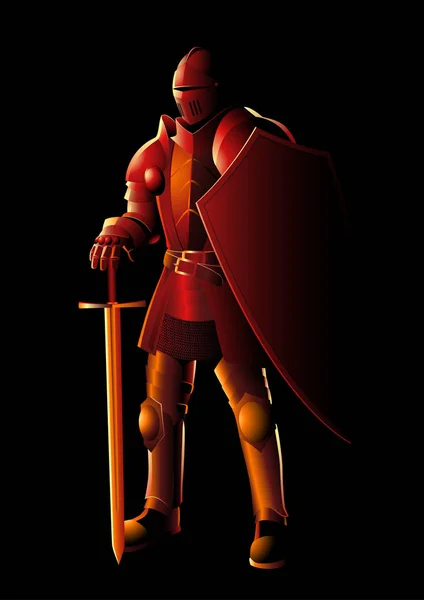 Medieval knight in full body armor — Stock Vector